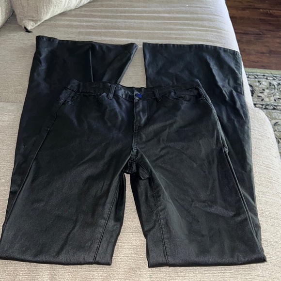 Black Leather Look Trousers - Picture 1 of 8